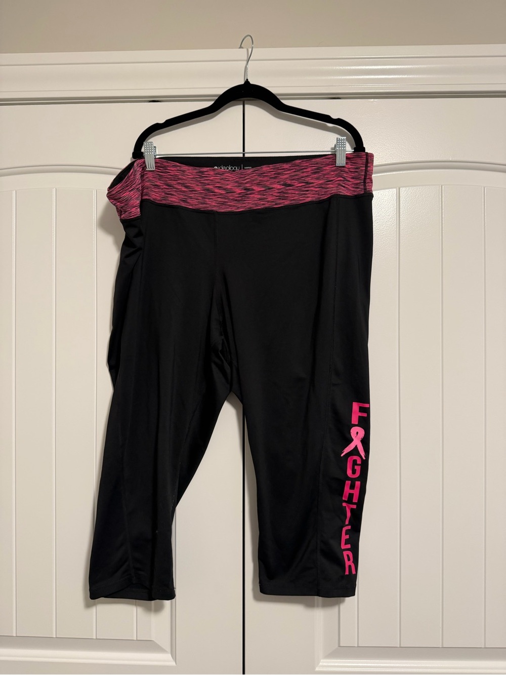 Ideology Black Leggings with Pink Trim